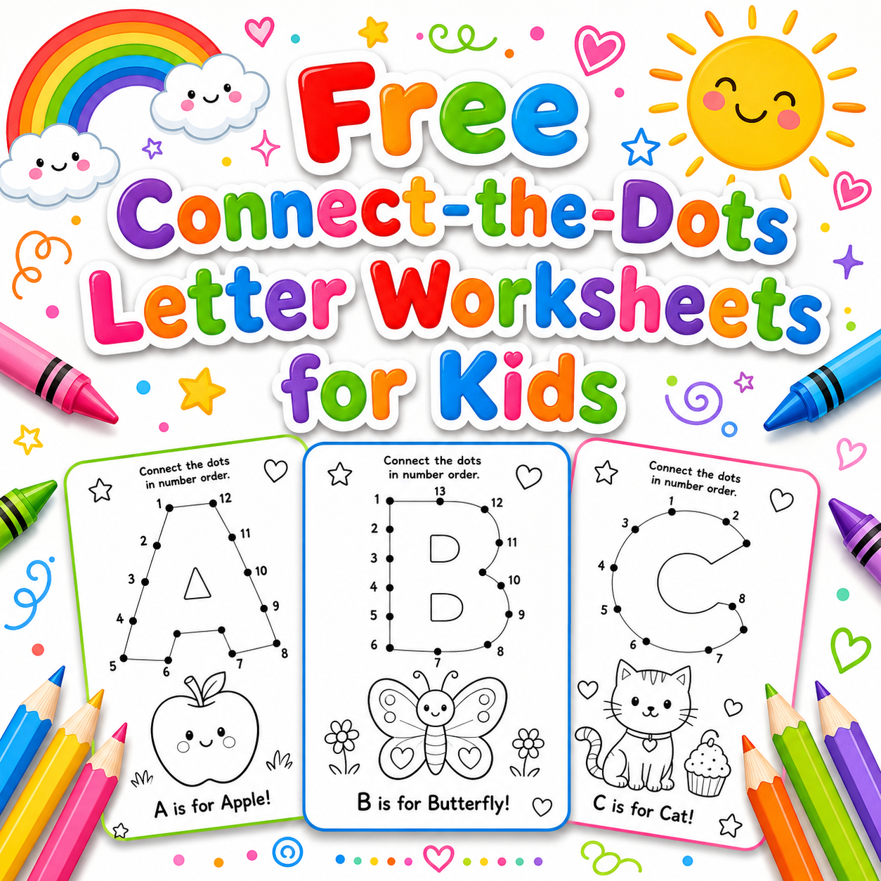 Free Connect-the-Dots Letter Worksheets for Kids